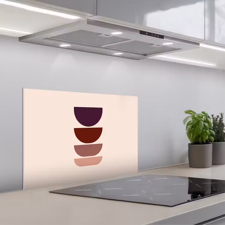 Harmonieus - Symmetrisch - Rood keuken achterwand spatscherm klein -3d_schuin