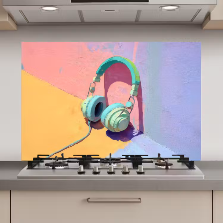 Koptelefoon - Mintgroen - Draad keuken achterwand spatscherm klein -3d_website
