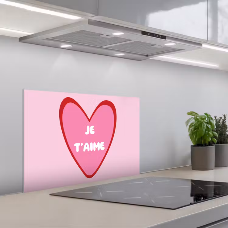 Hart - Frans - Valentijn - Roze keuken achterwand spatscherm klein -3d_schuin