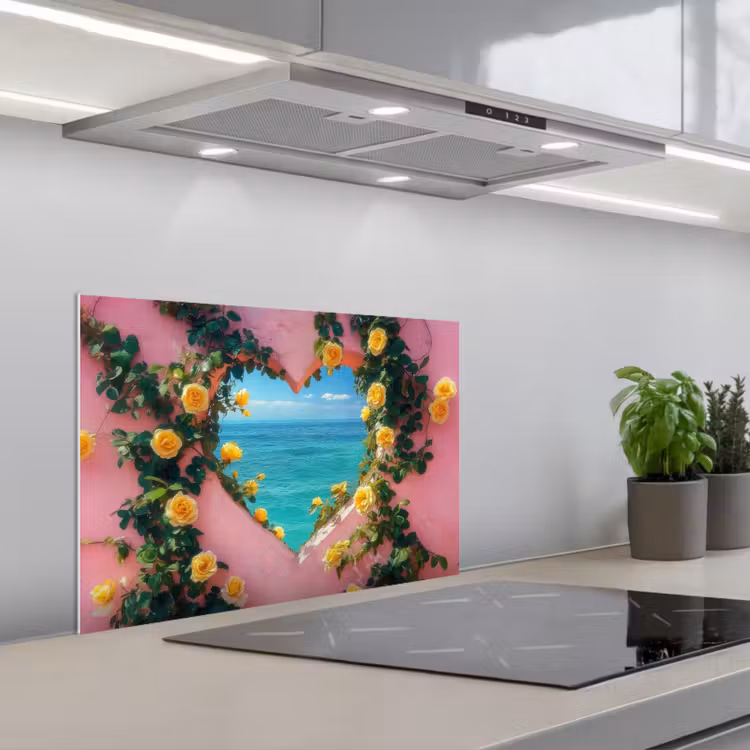Hart - Zee - Muur keuken achterwand spatscherm klein -3d_schuin