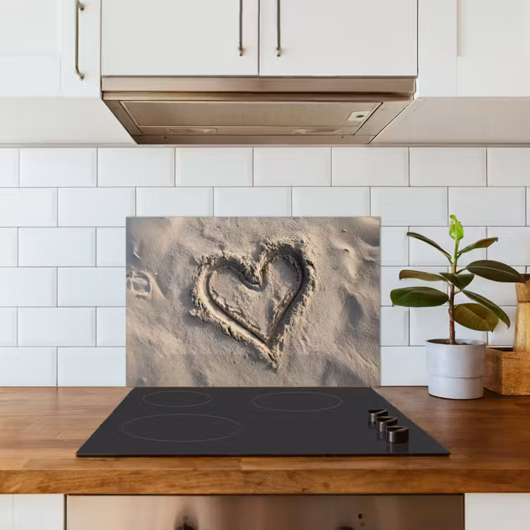 Hartvorm - Getekend - Beige - Zand keuken achterwand spatscherm klein -sfeer2