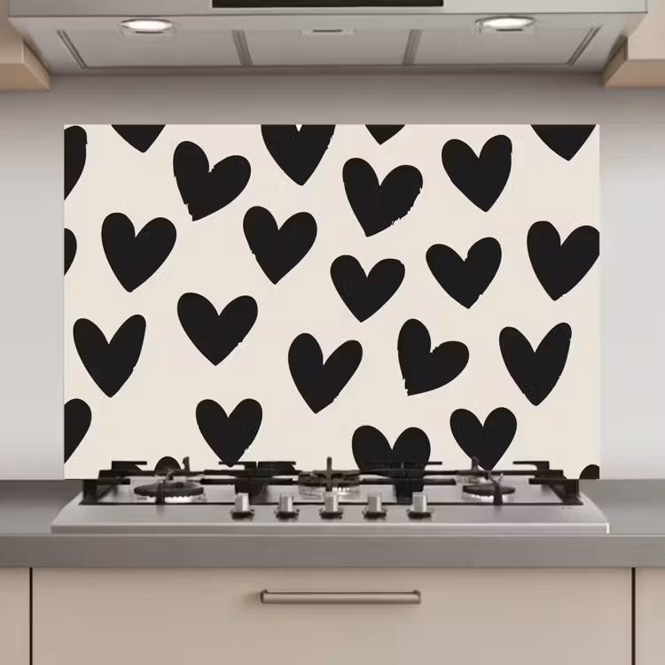 Hartjes - Zwart - Beige keuken achterwand spatscherm klein -3d_website