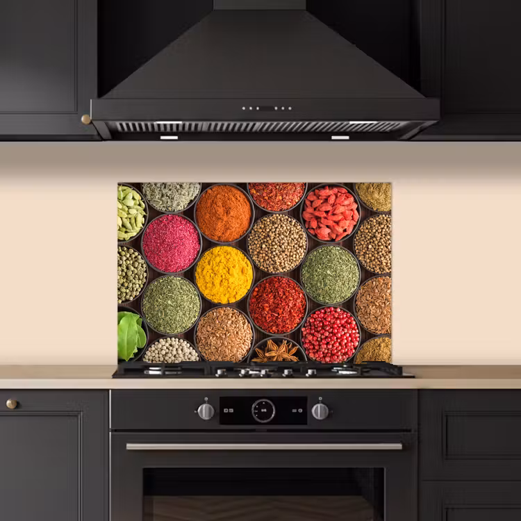 Kruiden - Schaaltjes - Kleurrijk - Textuur keuken achterwand spatscherm klein -sfeer1