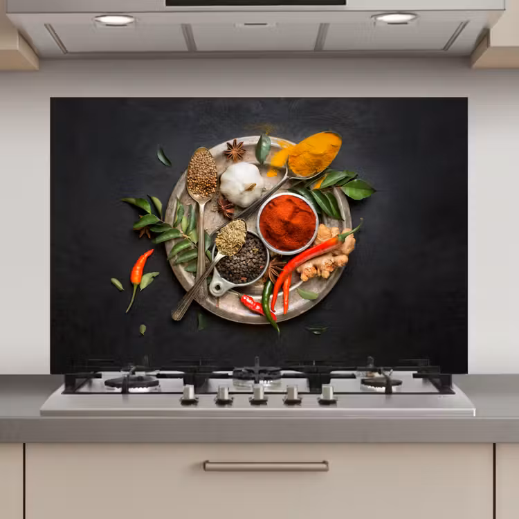 Kruiden - Bord - Peper - Zwart - Lepels - Zilver keuken achterwand spatscherm klein -3d_website