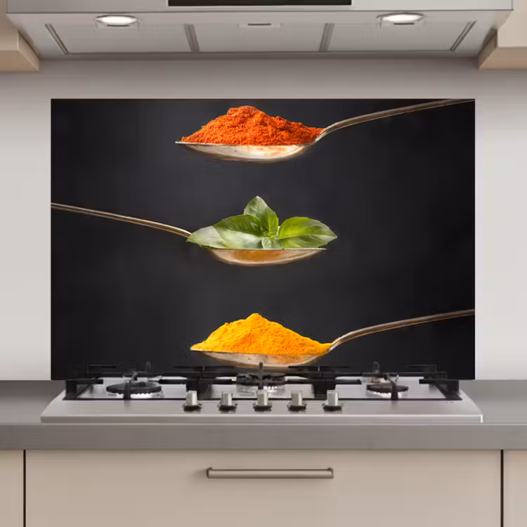 Kruiden - Lepel - Specerijen - Zwart - Italiaans keuken achterwand spatscherm klein -3d_website