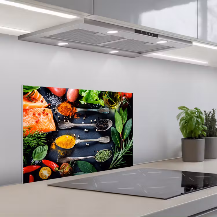 Kruiden - Lepels - Keuken - Specerijen keuken achterwand spatscherm klein -3d_schuin