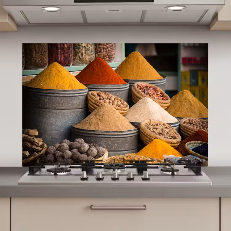 Kruiden - Ton - Specerijen - Geel - Bruin keuken achterwand spatscherm klein -3d_website