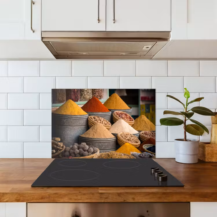 Kruiden - Ton - Specerijen - Geel - Bruin keuken achterwand spatscherm klein -sfeer2