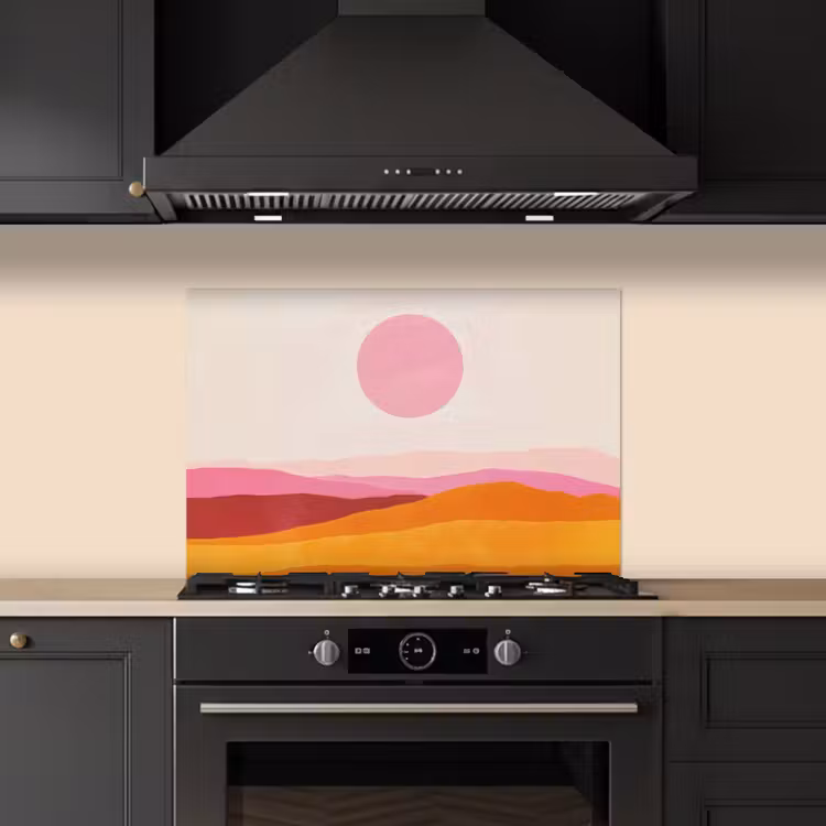 Heuvels - Oranje - Zon - Abstract keuken achterwand spatscherm klein -sfeer1
