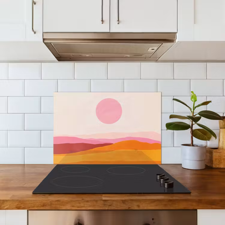 Heuvels - Oranje - Zon - Abstract keuken achterwand spatscherm klein -sfeer2
