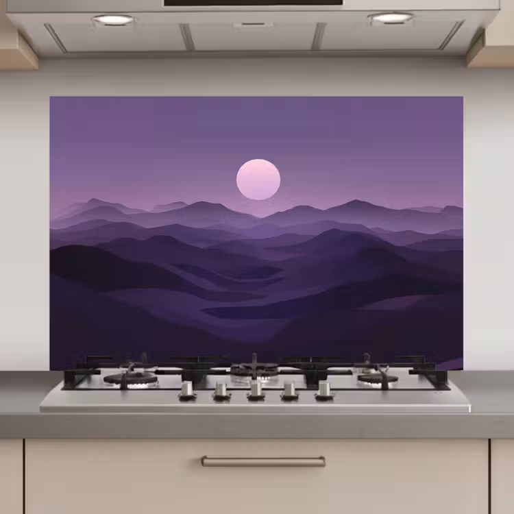 Heuvels - Paars - Mist - Zon keuken achterwand spatscherm klein -3d_website