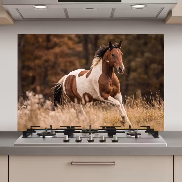 Paard - Bruin - Gras keuken achterwand spatscherm klein -3d_website