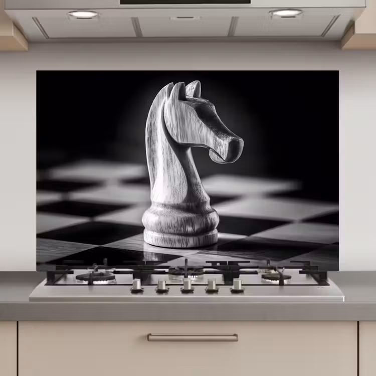 Paard - Hout - Schaalbord - Zwart keuken achterwand spatscherm klein -3d_website