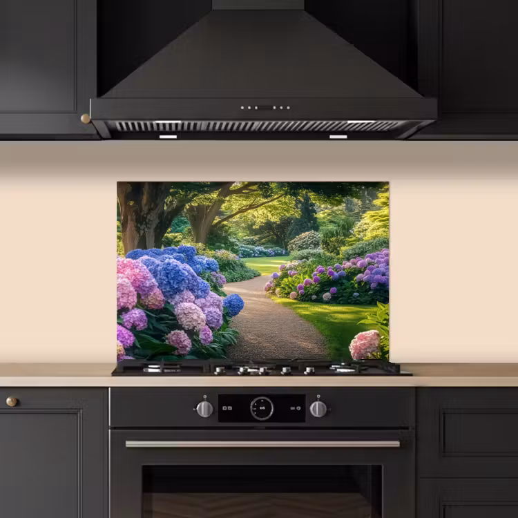 Hortensia- Park - Pad keuken achterwand spatscherm klein -sfeer1