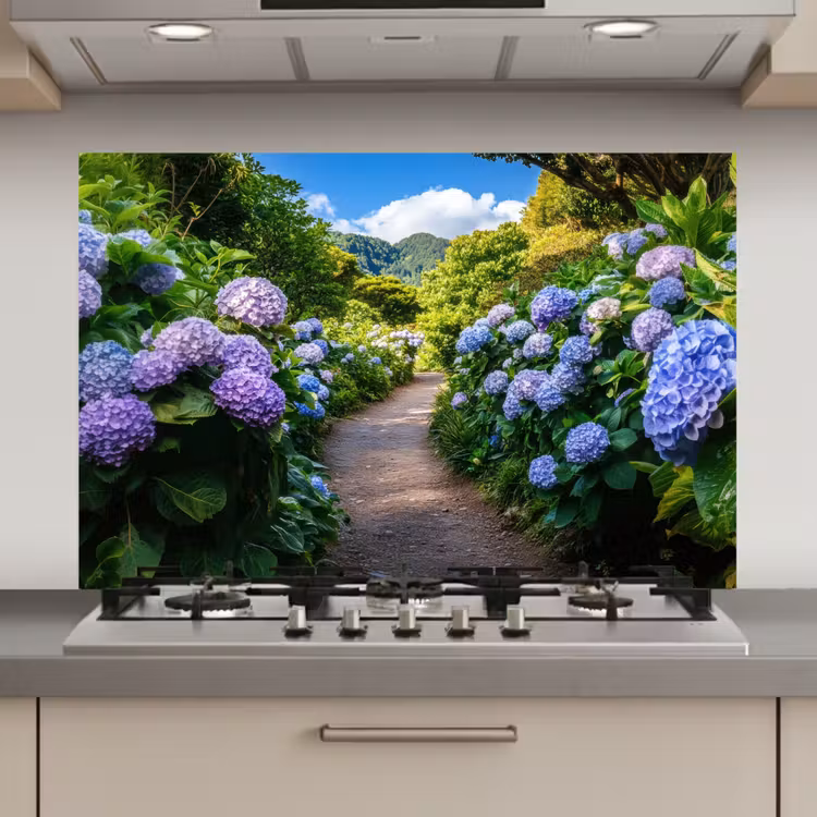 Hortsensia - Pad - Bloemen keuken achterwand spatscherm klein -3d_website