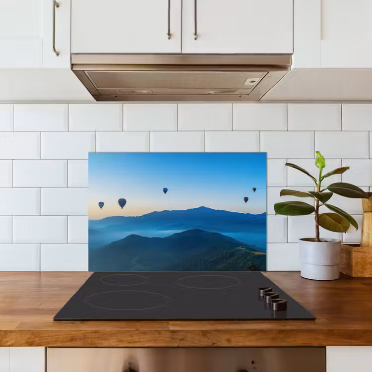 Luchtballonnen - Bergen - Zonsopgang - Landschap keuken achterwand spatscherm klein -sfeer2