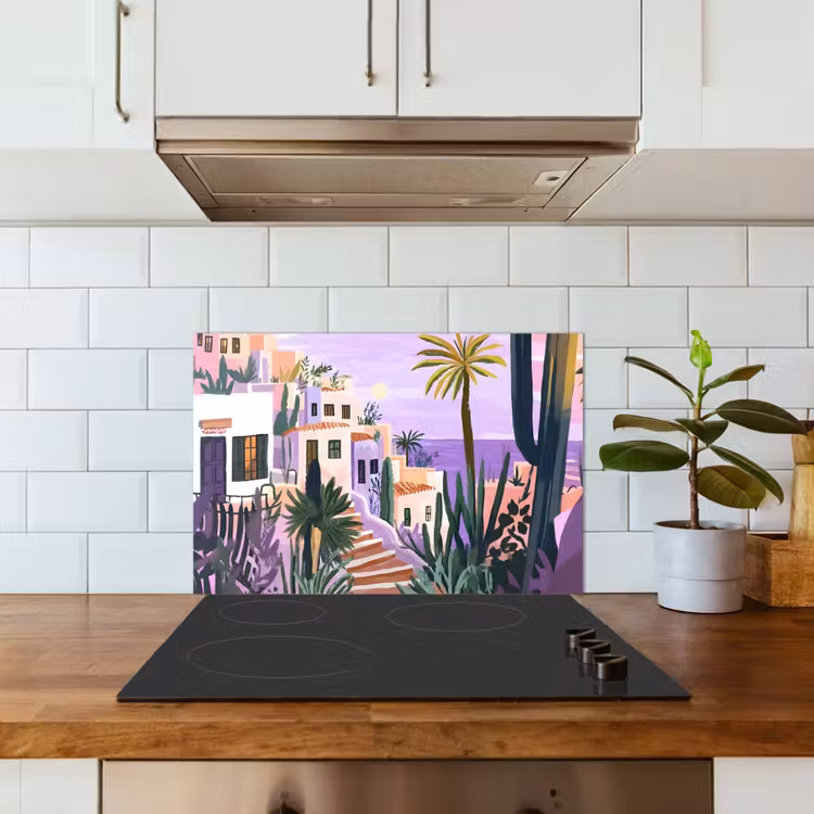 Huizen - Minimalistisch - Palmbomen - Kust keuken achterwand spatscherm klein -sfeer2
