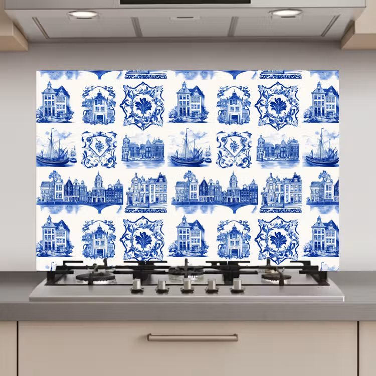 Huizen - Schepen - Blauw keuken achterwand spatscherm klein 900 -3d_website