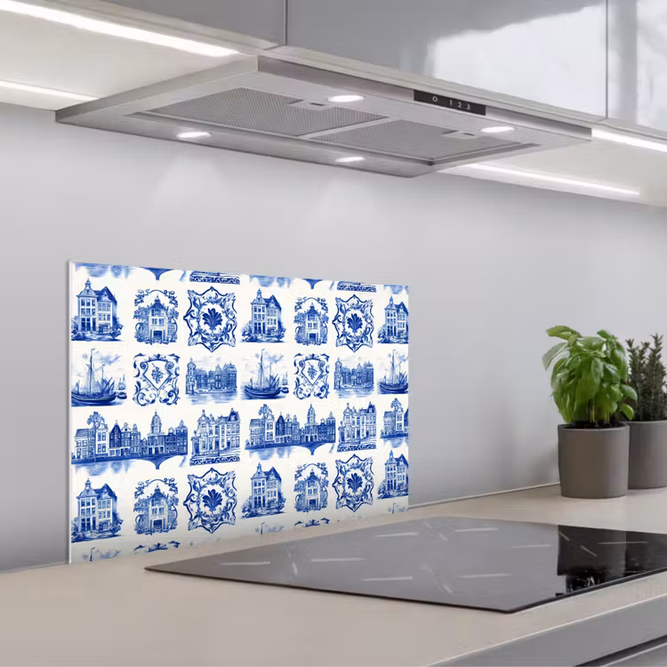 Huizen - Schepen - Blauw keuken achterwand spatscherm klein 900 -3d_schuin