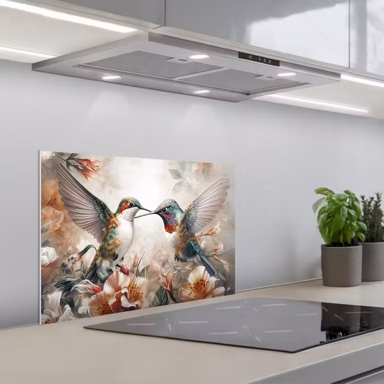 Kolibrie - Vogels - Bloemen - Natuur keuken achterwand spatscherm klein -3d_schuin