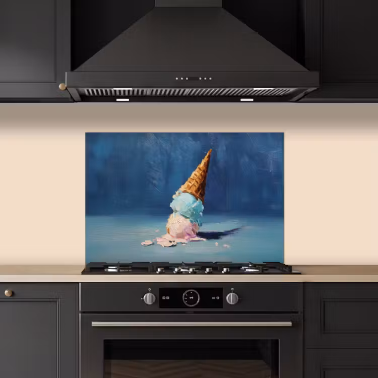 Ijshoorn - Bolletjes - Smelt - Roze keuken achterwand spatscherm klein -sfeer1