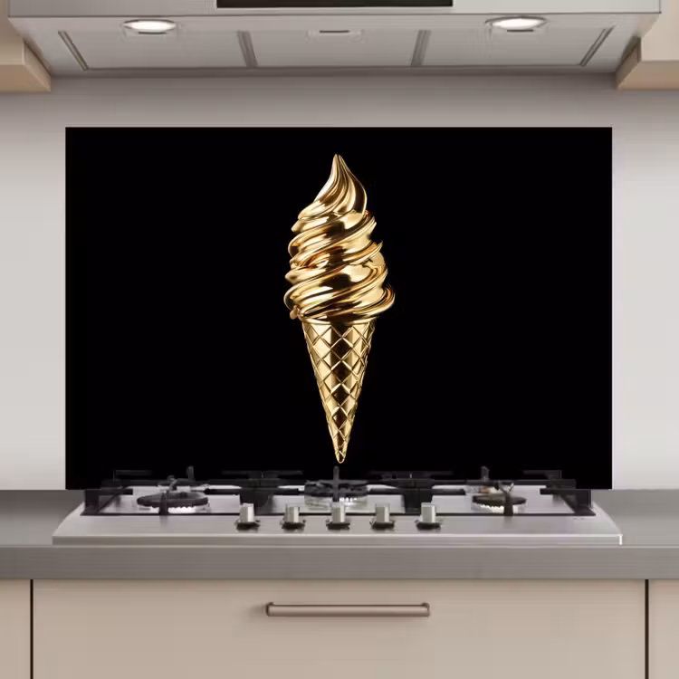 Ijs - Goud - Zwart - Eten keuken achterwand spatscherm klein -3d_website