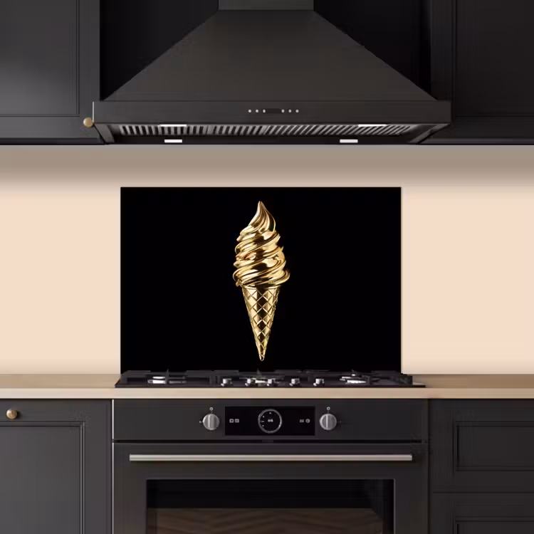 Ijs - Goud - Zwart - Eten keuken achterwand spatscherm klein -sfeer1