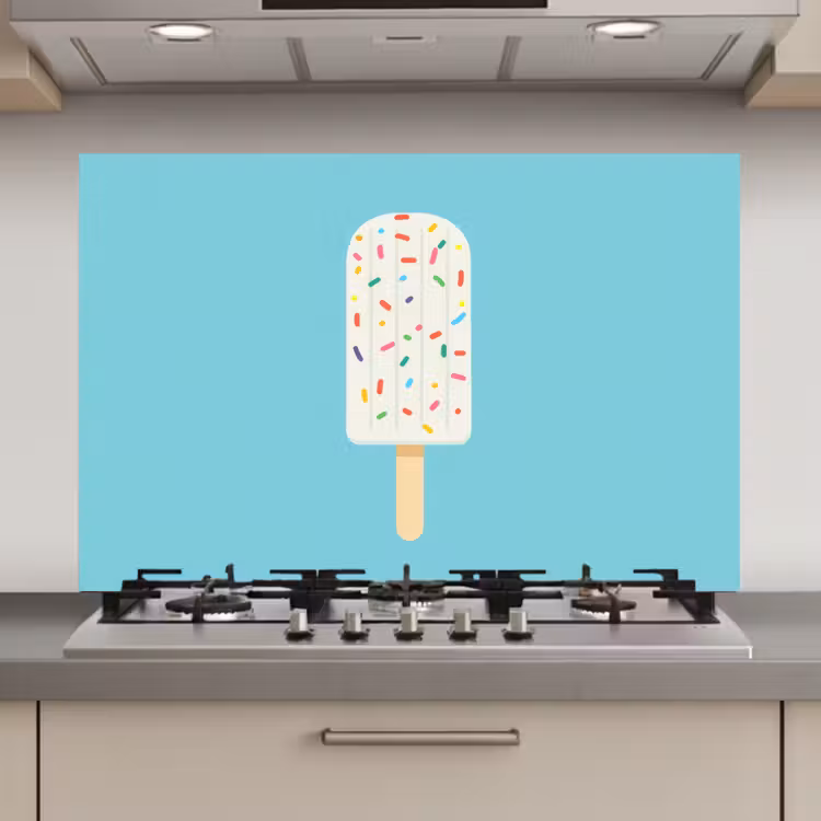 Ijsje - Stokje - Sprinkles - Lichtblauw keuken achterwand spatscherm klein -3d_website