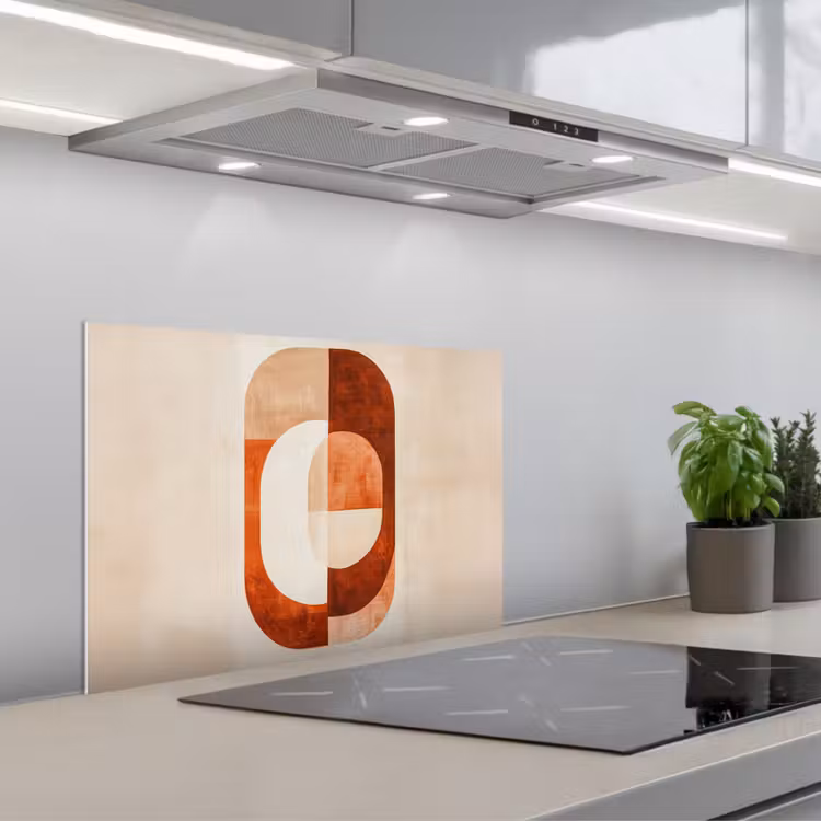 Illustratie - Abstract - Vormen - Rood keuken achterwand spatscherm klein -3d_schuin