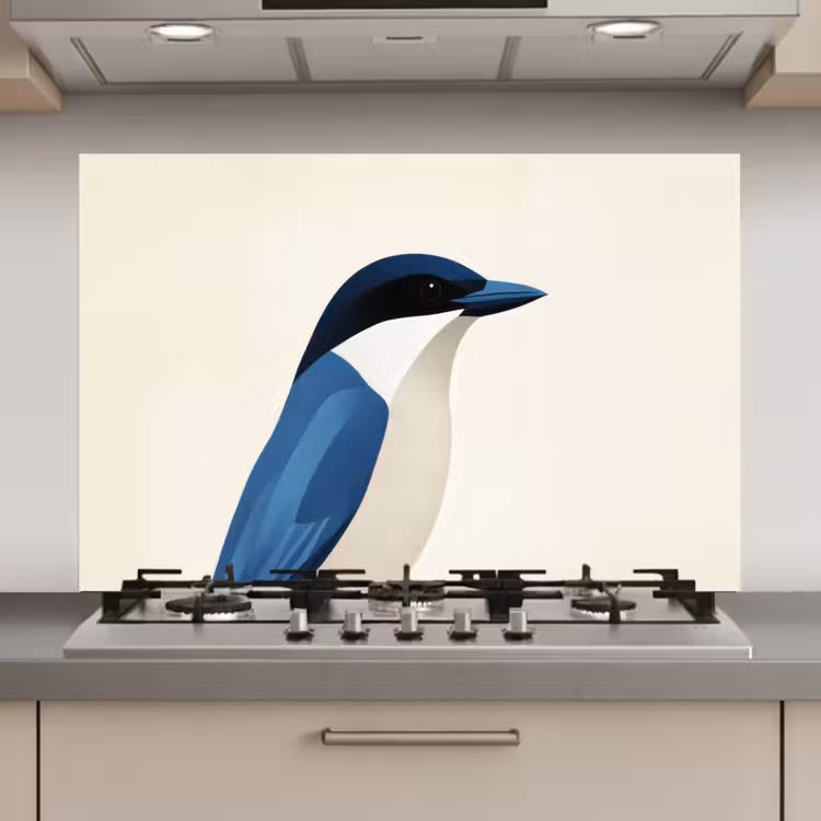 Illustratie - Blauw - Vogel keuken achterwand spatscherm klein -3d_website
