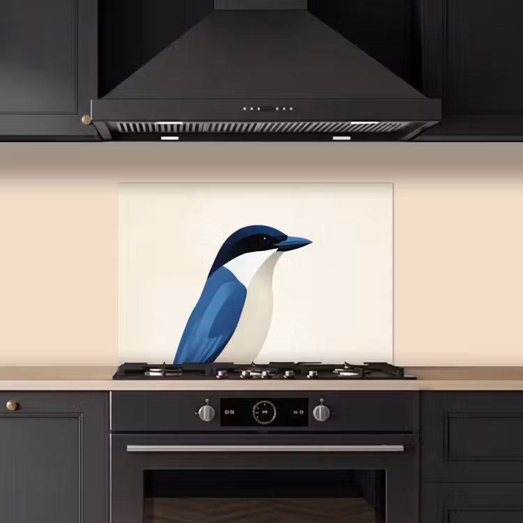 Illustratie - Blauw - Vogel keuken achterwand spatscherm klein -sfeer1