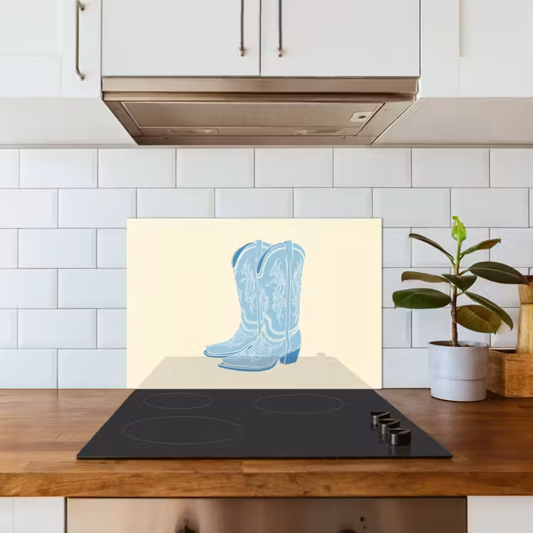 Illustratie - Cowboylaarzen - Patroon keuken achterwand spatscherm klein -sfeer2