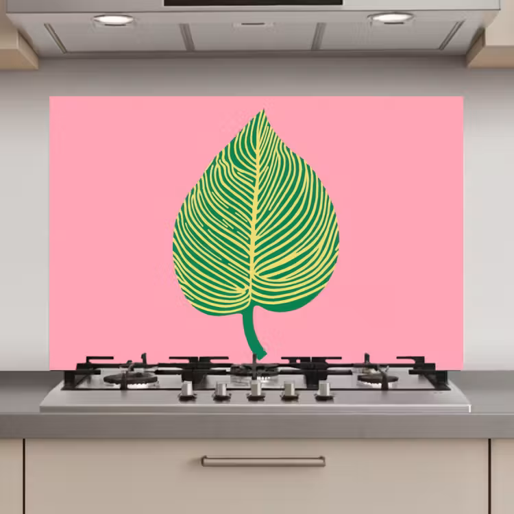 Illustratie - Blad - Minimalistisch - Groen keuken achterwand spatscherm klein -3d_website
