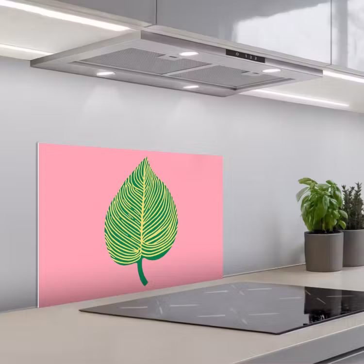 Illustratie - Blad - Minimalistisch - Groen keuken achterwand spatscherm klein -3d_schuin