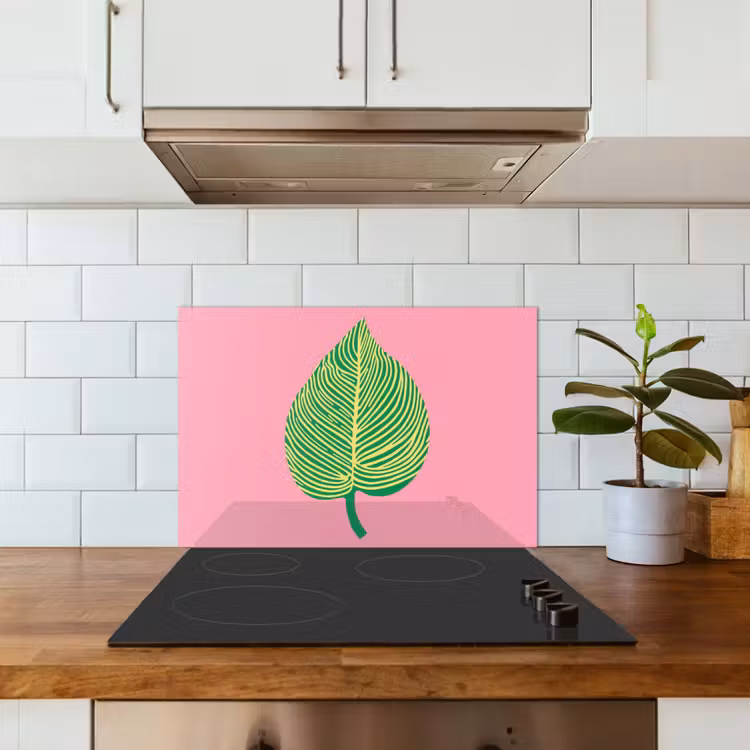 Illustratie - Blad - Minimalistisch - Groen keuken achterwand spatscherm klein -sfeer2