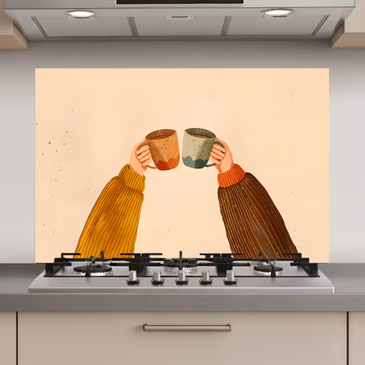 Illustratie - Mokken - Proosten - Bruin keuken achterwand spatscherm klein -3d_website