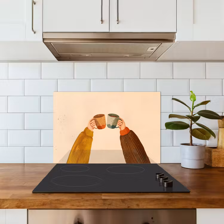 Illustratie - Mokken - Proosten - Bruin keuken achterwand spatscherm klein -sfeer2