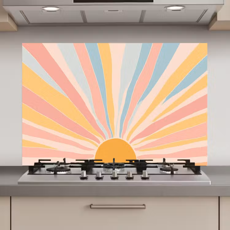 Illustratie - Zon - Pastelkleuren keuken achterwand spatscherm klein -3d_website