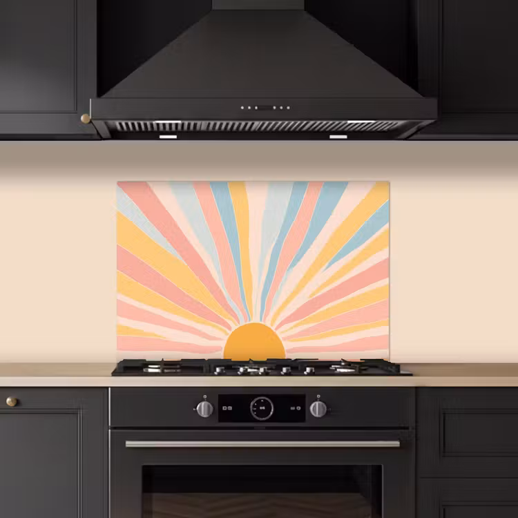Illustratie - Zon - Pastelkleuren keuken achterwand spatscherm klein -sfeer1