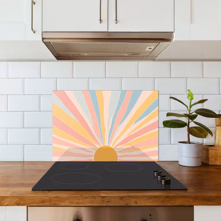 Illustratie - Zon - Pastelkleuren keuken achterwand spatscherm klein -sfeer2