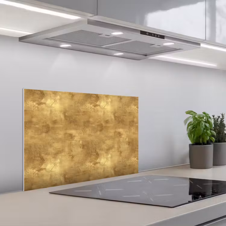 Industrieel - Textuur - Goud keuken achterwand spatscherm klein 900 -3d_schuin