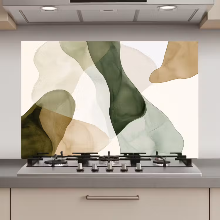 Japandi - Abstract - Groen keuken achterwand spatscherm klein -3d_website