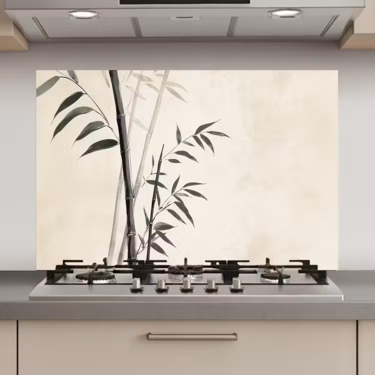 Japandi - Bamboe - Beige keuken achterwand spatscherm klein -3d_website