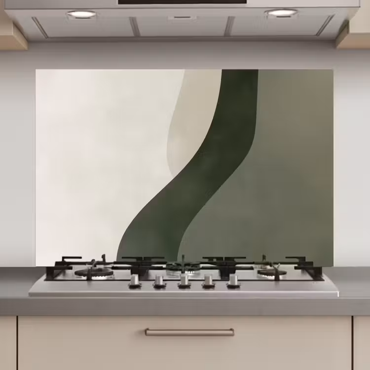 Japandi - Groen - Abstract - Modern keuken achterwand spatscherm klein -3d_website