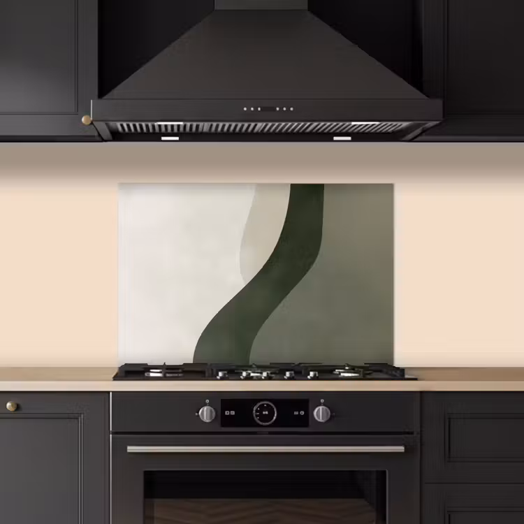Japandi - Groen - Abstract - Modern keuken achterwand spatscherm klein -sfeer1