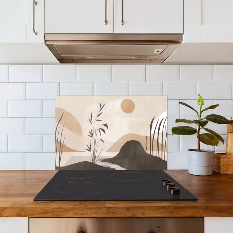 Japandi - Landschap - Beige keuken achterwand spatscherm klein -sfeer2