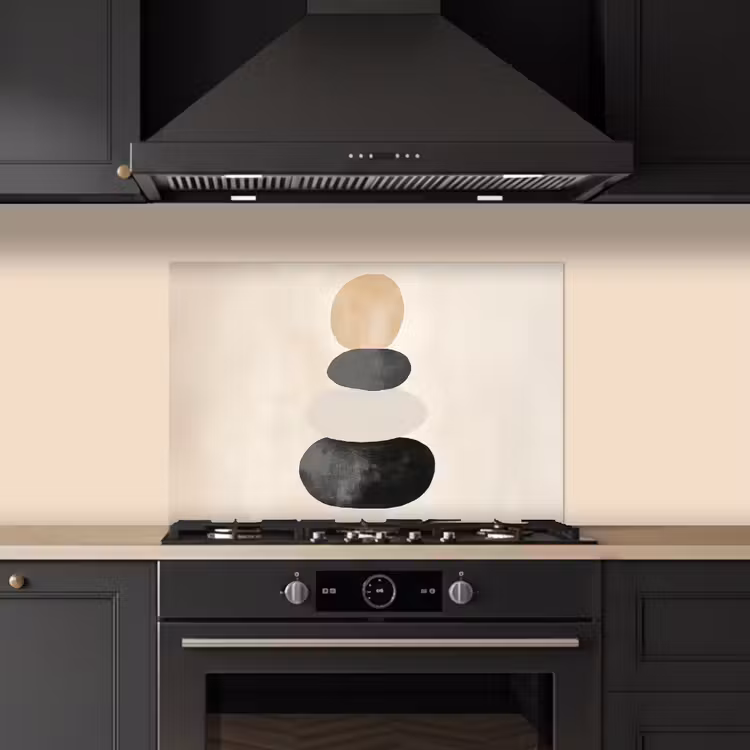 Japandi - Wabi sabi - Beige keuken achterwand spatscherm klein -sfeer1