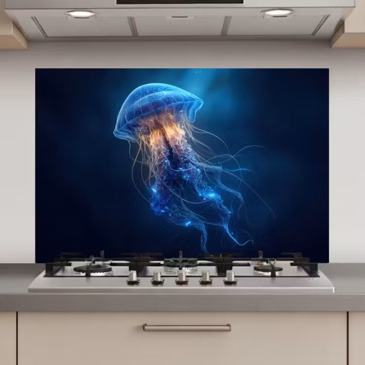Kwal - Lichtgevend - Tentakels - Blauw keuken achterwand spatscherm klein -3d_website
