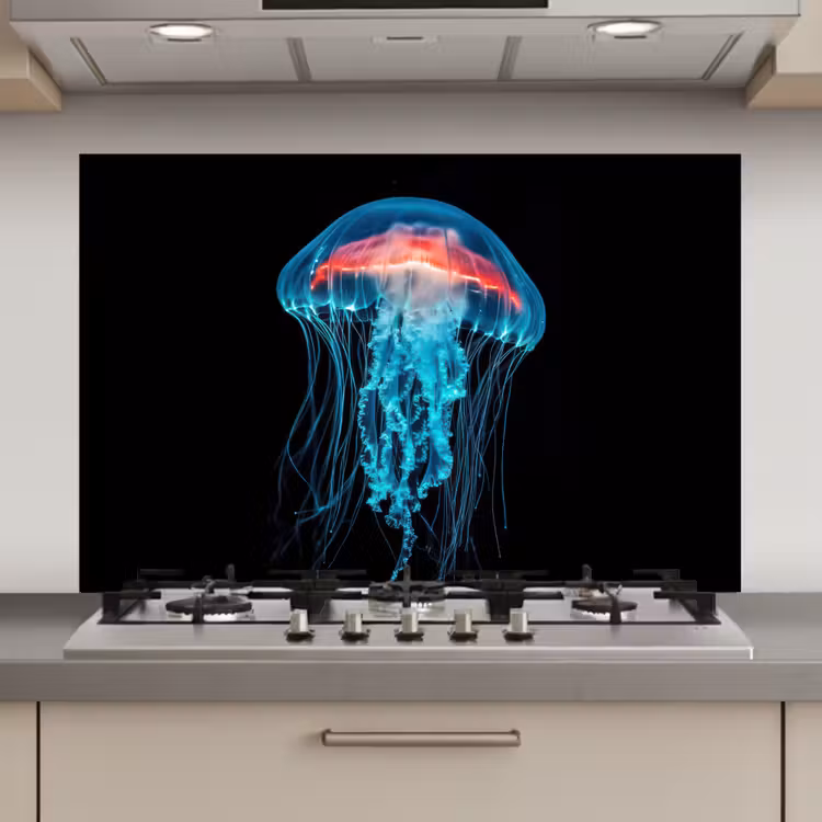 Kwal - Tentakels - Blauw - Licht keuken achterwand spatscherm klein -3d_website