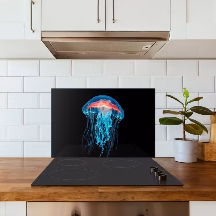 Kwal - Tentakels - Blauw - Licht keuken achterwand spatscherm klein -sfeer2